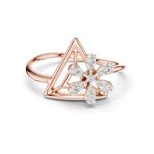 Bague Flocon de Neige en Diamant Cultivé en Laboratoire 0,146 CT pour Femme, Clarté VVS-VS EF, Or 18KT, 14KT, 10KT et Argent 925, Rose, Jaune - Product Image 3