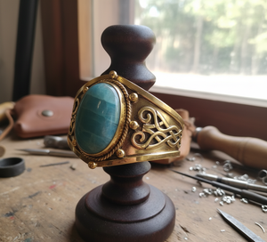 Bracelet en perles d'argent tibétain fabriqué à la main or 14 carats bohème hommes réglable ouvert certifié pour l'hindouisme d'occasion d'anniversaire - Product Image 4