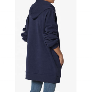 Sudaderas con capucha de mujer de poliéster de invierno de alta calidad al por mayor sudaderas largas en chándal azul liso para niñas - Product Image 6