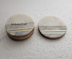 Wholesale Price Hot Selling <b>Marble</b> And Resin Square Shape Brown White Color Coaster Table Decoration Used Latest Design coaster - Product Image 6