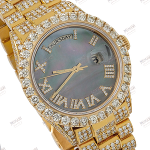 Montre en diamant Moissanite entièrement glacée avec bracelet en acier inoxydable de qualité supérieure Montre unisexe de luxe brillante - Product Image 2