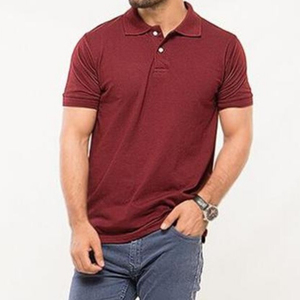 เสื้อโปโลผู้ชายสีพื้น ผ้าคอตตอนปิเก้ แขนสั้น สวมใส่สบาย ระบายอากาศได้ดี ทรงปกติ สีแดง - Product Image 3