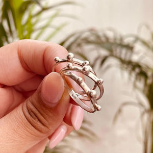 Anillo de Plata de Ley 925 minimalista de moda, diseño de puntos Unisex, ajuste de bisel de buena suerte, anillos apilables delicados de moda para - Product Image 2