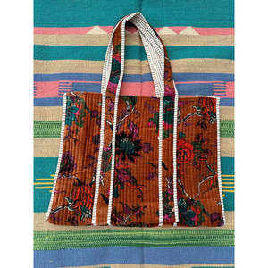 Boho Chic Reversible Quilted Velvet Cotton Women's Tote <b>Bag</b> <b>Large</b> Eco-Friendly Sustainable Grocery Shopping Ochre <b>Beach</b> <b>Bag</b> - Product Image 3