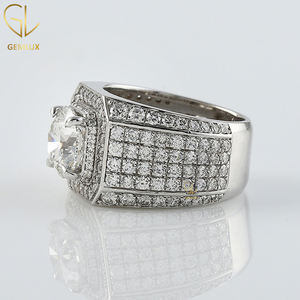 New Design Bling Bling Round Cut Lab Grown <b>Diamond</b> Halo Engagement Men's Ring, Luxury Men's Hiphop Ring With IGI Certificate - Product Image 4