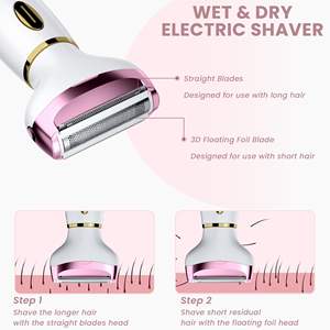 Épilateur électrique rechargeable 4-en-1 étanche IPX7 pour femme, rasoir intime, corps, jambes et poils pubiens, rasoir facial lavable - Product Image 5