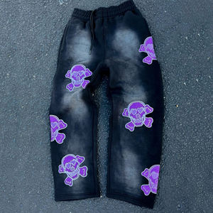 Sudaderas con capucha lavadas Vintage de algodón pesado Conjuntos de pantalones de chándal Logotipo bordado personalizado Hombres Chándal de dos piezas Conjuntos de chándal - Product Image 3