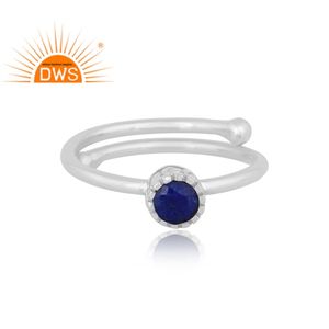 Nouvel arrivage de bagues empilables en argent sterling fin avec pierres précieuses lapis-lazuli naturelles Fabricant de bijoux de créateur - Product Image 3