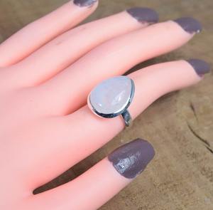 925 argent Sterling Boho Style bague faite à la main pour femmes tendance pierre de lune pierre précieuse plaqué rhodium bague de cadeau de mariage pour l'amour - Product Image 2