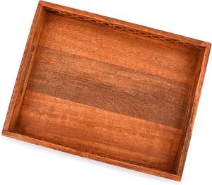 Plateaux de service en bois de manguier Jali Design Brown Plateau de service Sculpture à la main Plateau décoratif pour la maison et la cuisine (14 "x 11" x 2 ") - Product Image 4