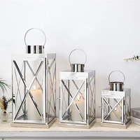 Lanternes à bougies populaires en acier inoxydable poli pour la décoration de la maison et de mariage