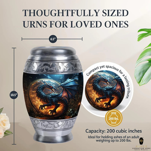 Urna de cremación grabada con diseño de monstruo hecha a mano, urnas conmemorativas de aluminio recubiertas de Meena, grabable grande y a prueba de fugas - Product Image 5
