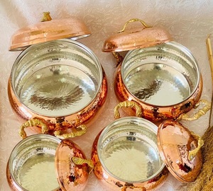 hot selling copper pot <b>Cookware</b> Copper <b>Set</b> Kitchen Metal OEM Packing Double Handle Feature Eco Material Origin Type Shape - Product Image 2