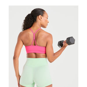 New Design <b>Hot</b> <b>Pink</b> Essential Ruched Sports <b>Bra</b> Ruched Center Detail Thin Straps And High Impact Latest Women Fitness Sports <b>Bra</b> - Product Image 2