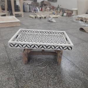 ถาดเสิร์ฟไม้ทรงสี่เหลี่ยมฝังกระดูกลายดอกไม้มีสไตล์สำหรับรับประทานอาหารกาแฟสำหรับงานแต่งงานเทศกาลดิวาลีแบบประหยัด - Product Image 2