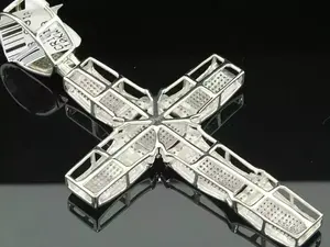 Round Cut Moissanite Christian Religious <b>Cross</b> <b>Pendant</b> with Claw Setting 925 <b>Sterling</b> <b>Silver</b> Men's Jewelry - Product Image 3