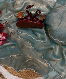 Sarees indiens à volants de créateur avec diamants imprimés pour la mariée pakistanaise indienne bas de gamme prix de gros vêtement ethnique - Product Image 2