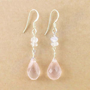 Pendientes de Plata 925 con Cuarzo Rosa para Mujer - Product Image 1