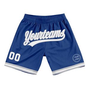 Pantalones Cortos de Baloncesto Industrie Direct Personalizados en Azul Rey y Gris, Estilo Retro Auténtico - Product Image 1