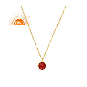 Meilleures ventes Collier avec pendentif en argent sterling plaqué or 18 carats, double grenat, quartz, pierres précieuses Demi Fine Jewelry Manufacturer - Product Image 1