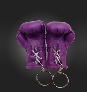 Mini guante de boxeo de cuero PU personalizado de alta calidad, llavero con cordones, característica de muñeca, color púrpura y Bandera de País, pantalla de logotipo de título - Product Image 4