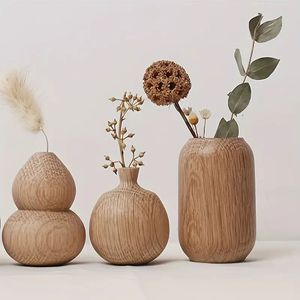 Vase à fleurs en bois contemporain, rehausse les maisons modernes, pots polyvalents pour les besoins quotidiens de décoration florale - Product Image 5