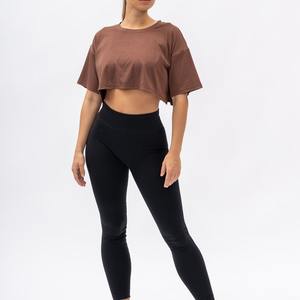 T-shirt court à manches courtes pour femme, de haute qualité, écologique, uni, teint en pièce, personnalisé, avec tissu respirant anti-boulochage pour l'été - Product Image 1