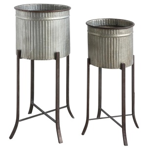 กระถางปลูกต้นไม้โลหะชุบสังกะสีเคลือบสีฝุ่นคุณภาพสูง พร้อมขาตั้ง สำหรับตกแต่งห้องนั่งเล่น ทางเดิน โรงแรม สำนักงาน และสวน - Product Image 1