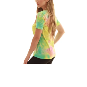 เสื้อยืดโอเวอร์ไซส์ผ้าฝ้ายถักสำหรับผู้หญิงรุ่นใหม่ล่าสุด ระบายอากาศได้ดี สวมใส่สบาย แขนสั้น ลายมัดย้อม ปักโลโก้ เหมาะสำหรับฤดูร้อน - Product Image 5