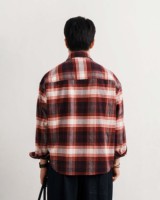 Kemeja Flanel Lengan Panjang Kasual Pria 100% Katun Bernapas Kerah Lipat Kancing Tunggal Pola Polos Rajutan Tenun Dicuci