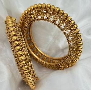 Stunning Premium Quality <b>Gold</b> Plated Traditional Wear Openable <b>Bangles</b> Two Pair Of <b>Bangles</b> <b>Set</b> for Wedding Collection For Women - Product Image 1