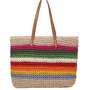 Bolsa de Mano Tejida a Mano de Alta Calidad para Mujer, Color Arcoíris, Bolsa de Paja, Bolsa de Playa de Macramé, Directamente del Proveedor Indio - Product Image 1