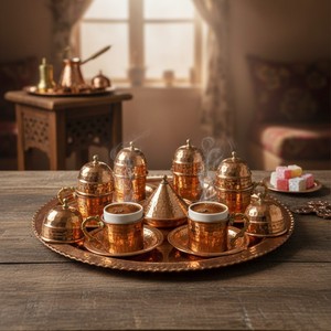 Copper Metal <b>Cup</b> <b>Set</b> for 6 People - Product Image 3