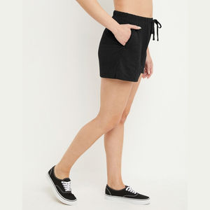 Women's High Waist Terry Cotton Fleece <b>Shorts</b> Custom Brand Logo Printed Wholesale Knitted Breathable <b>Sports</b> <b>Shorts</b> <b>Pocket</b> - Product Image 2