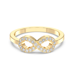 Infinity Shape 0,20 Quilates, juego de pavé de diamante redondo cultivado en laboratorio, anillo de compromiso de lujo, K 10, 14K, 18K, oro macizo, unisex, quilates - Product Image 2