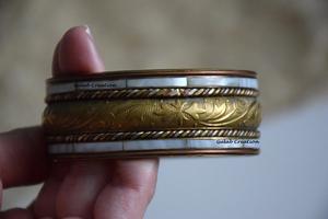 ZAMZAM IMPEX ZZJ 3082 Brass Mother of Pearl Shell Inlay Handmade Durable Fashionable Elegant Bangle <b>Bracelet</b> for Daily Wear Gift - Product Image 5