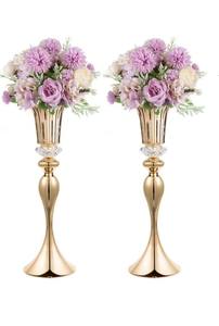 Vase à fleurs de mariage en cristal Décoration Centre de table de mariage Vente en gros Emballage avec logo personnalisé Finition dorée élevée - Product Image 2