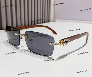 Lunettes de soleil de luxe plaquées or et à monture sans bordure marron avec pierres scintillantes, protection UV, accessoire de mode pour jeunes, unisexe - Product Image 2