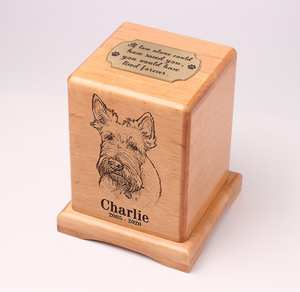 Wooden Keepsake Box Scottish Terrier <b>Dog</b> wooden pet <b>urn</b> picture frame handmade cremation <b>urn</b> <b>dog</b> for ashes - Product Image 2