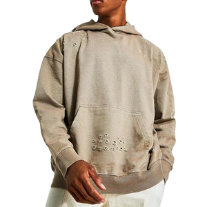 เสื้อมีฮู้ดผ้าฝ้ายสำหรับผู้ชายโอเวอร์ไซส์ชายเสื้อครอปโบซี่ซักวินเทจ - Product Image 1