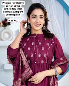 Ensemble de costume Anarkali de style indien pour femmes, de qualité supérieure, avec Latkan, pour mariage, festival, vacances, en coton pur, anti-humidité, vente en gros - Product Image 2