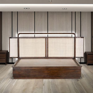 Lit de rangement moderne en bois de manguier massif fait à la main, design durable, écologique, taille personnalisable pour chambre à coucher de luxe - Product Image 2