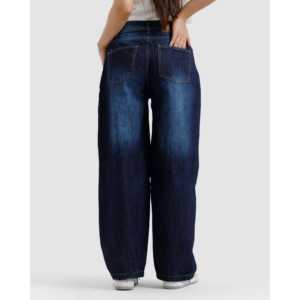 กางเกงยีนส์ทรงหลวมสไตล์วินเทจ ขากว้างทรงบาน เอวสูง สไตล์สตรีทแวร์ ผ้าเดนิม ตกแต่งคริสตัลเพชร สีสันสำหรับฤดูหนาว - Product Image 6