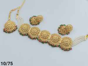 JOYERÍA DE COBRE TRADICIONAL Y DE MODA INDIA CONJUNTO DE JOYERÍA DE BODA NOVIA PARA MUJER CONJUNTO DE PENDIENTES Y COLLAR - Product Image 4