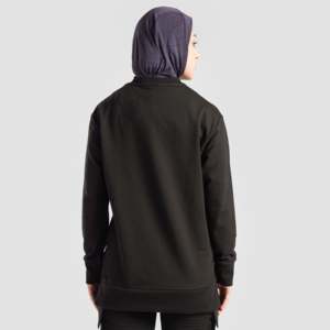 Haut de sport noir en tricot style simple avec fermeture éclair latérale pour l'entraînement - Product Image 3