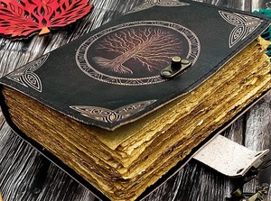 Hermoso diario de árbol de la vida en relieve para mujeres y hombres cuaderno de cuero genuino con encuadernación en espiral regalo de papel hecho a mano - Product Image 5