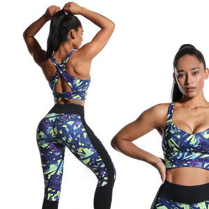 Printed Yoga Clothing High Waist Compression Workout Running Leggings and Bra Printed Yoga Set by Huzaifa <b>Product</b> - Product Image 3