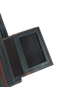 Tarjetero de piel auténtica personalizado al por mayor, cartera suave de alta calidad para hombre con pespuntes y detalles de costura - Product Image 2