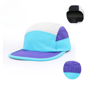 Gorro de algodón 100% Runner con cordón de 5 paneles con cierre Snapback, diseño láser Triangular perforado, gorra de campamento para deportes - Product Image 5