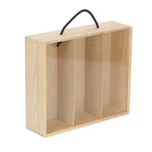 Acrylic Lid Pinewood Carry Case for 3 <b>Beer</b> Bottles for Outdoor Adventures Durable and Stylish Bag - Product Image 3